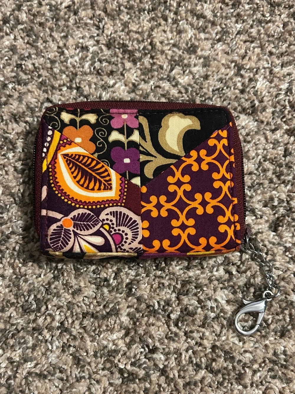 Vera Bradley Patchwork Sunset Zip Key Chain Wallet